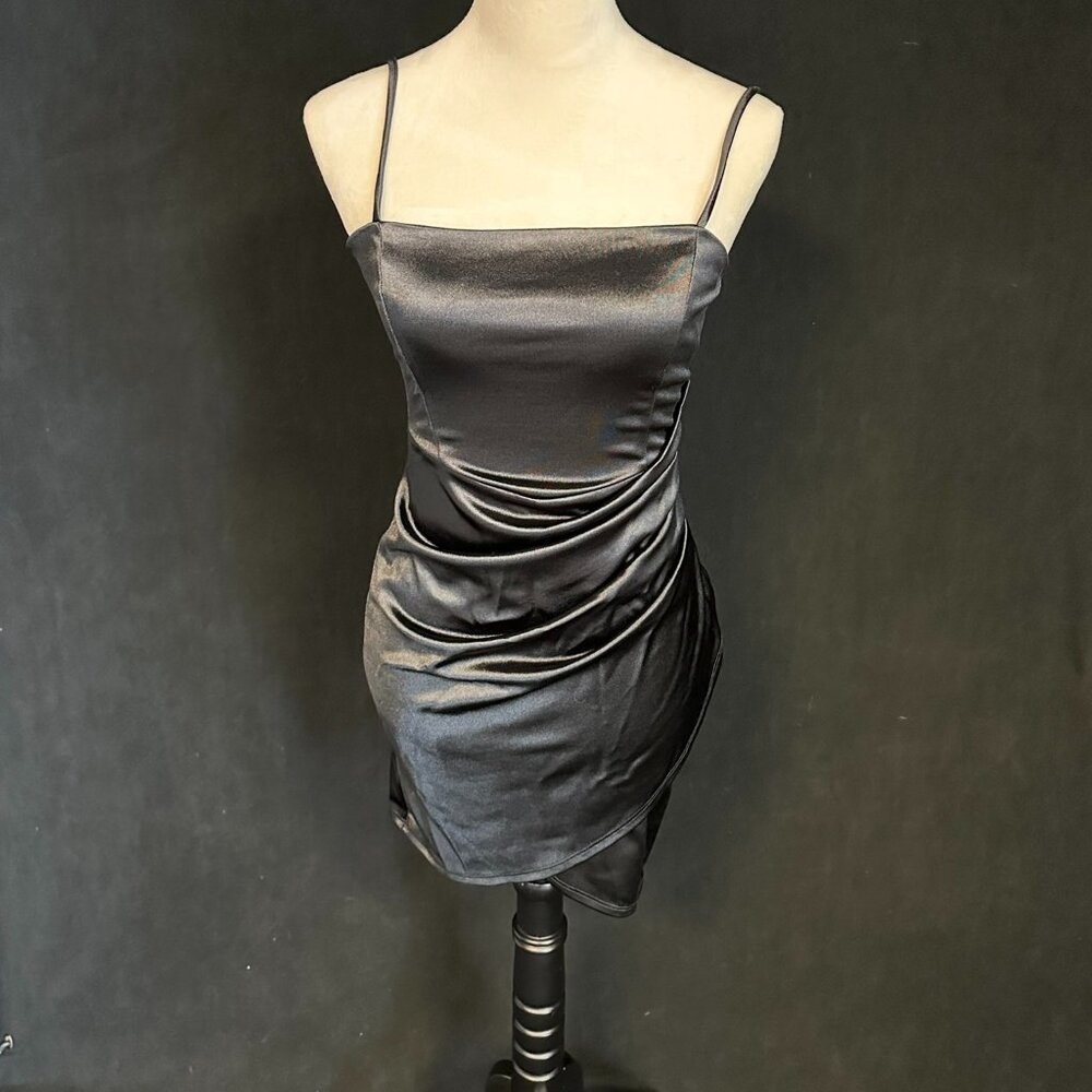 Windsor Black Satin Mini Dress
